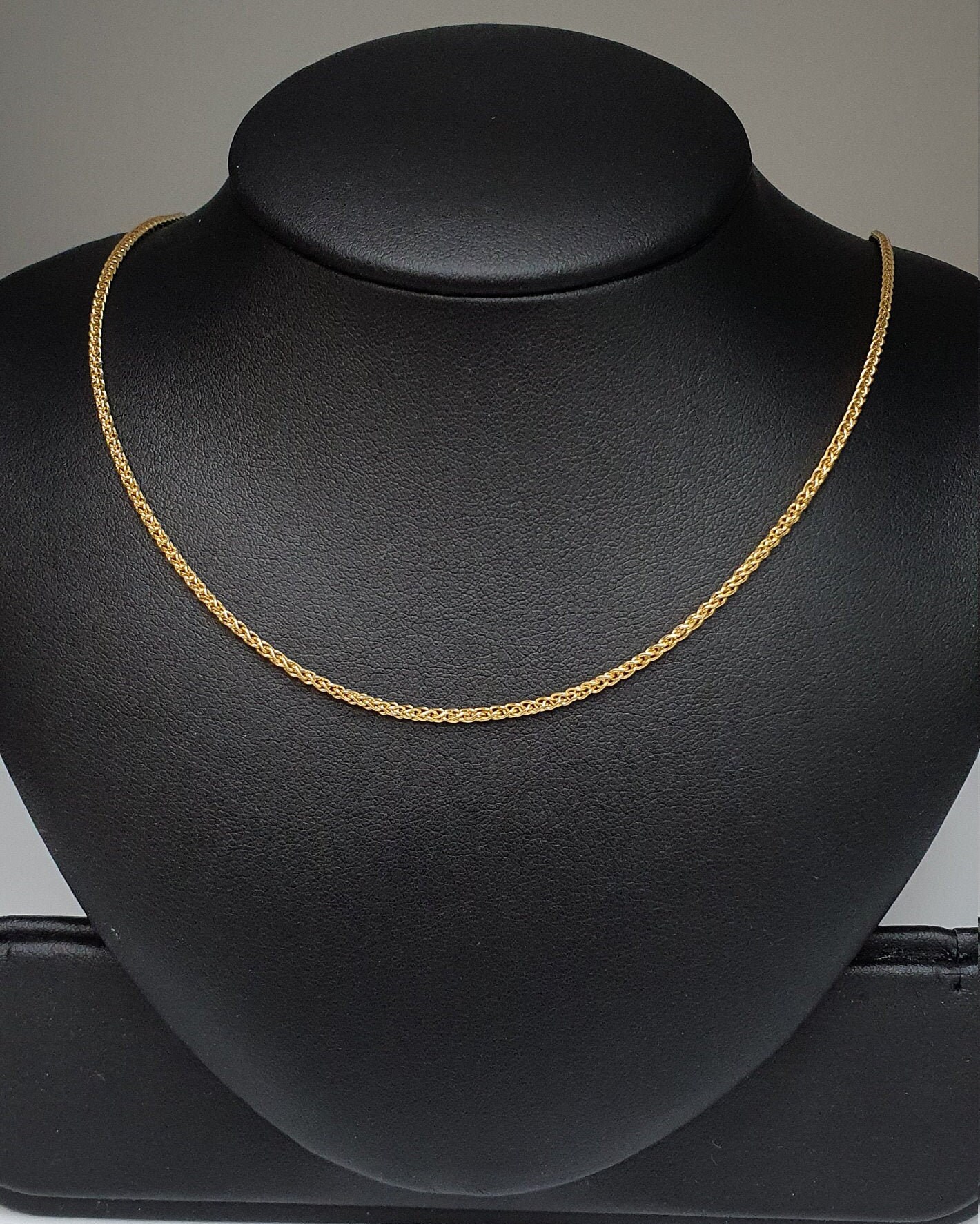 18K Gelbgold Damen Fancy Chain Halskette 18" Zoll Lange Gepunzte von RainaJewels