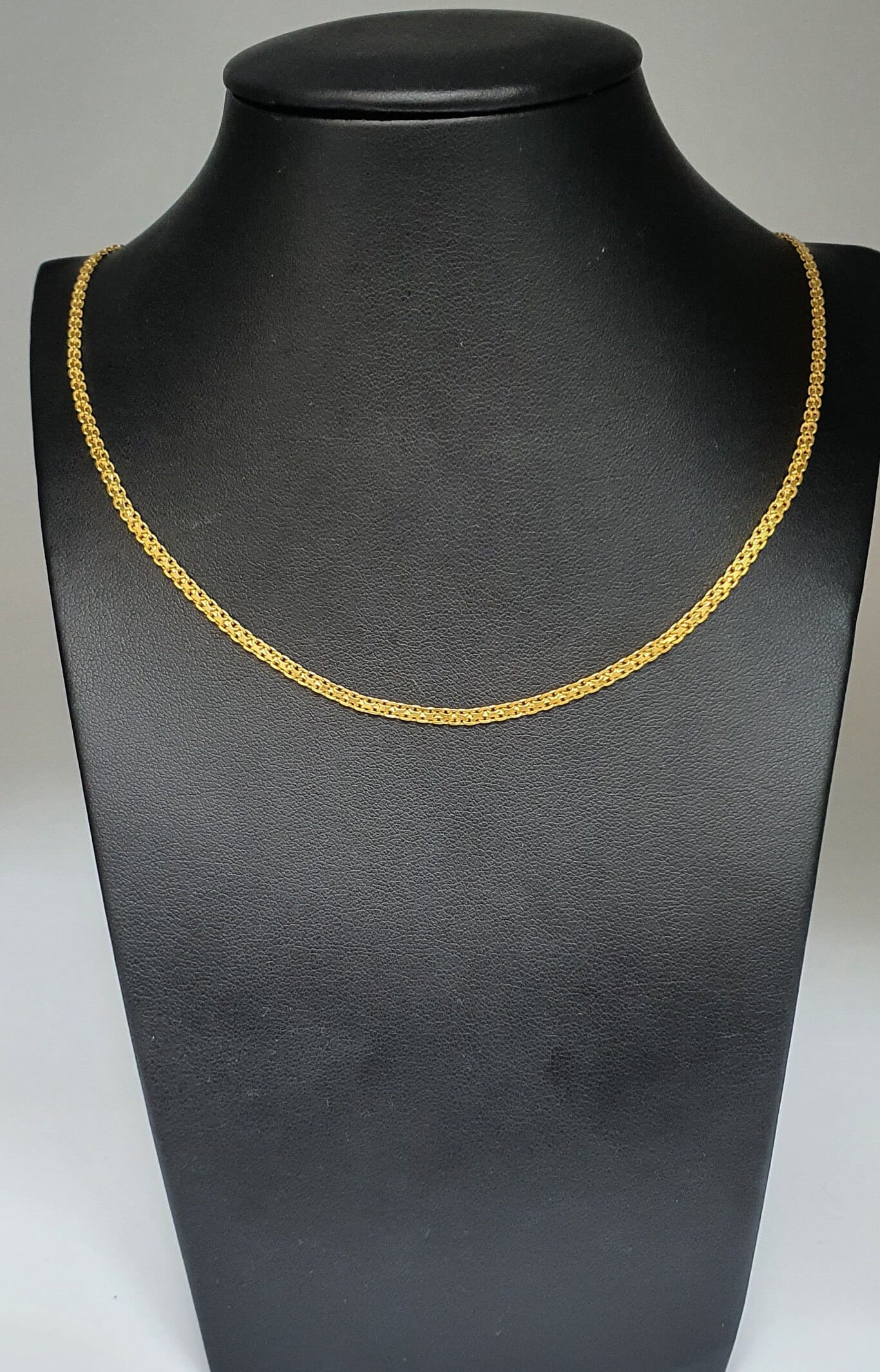 22K Gelbgold Herren/Damen Ausgefallene Flache Kette Halskette 19" Zoll Gemarkt von RainaJewels