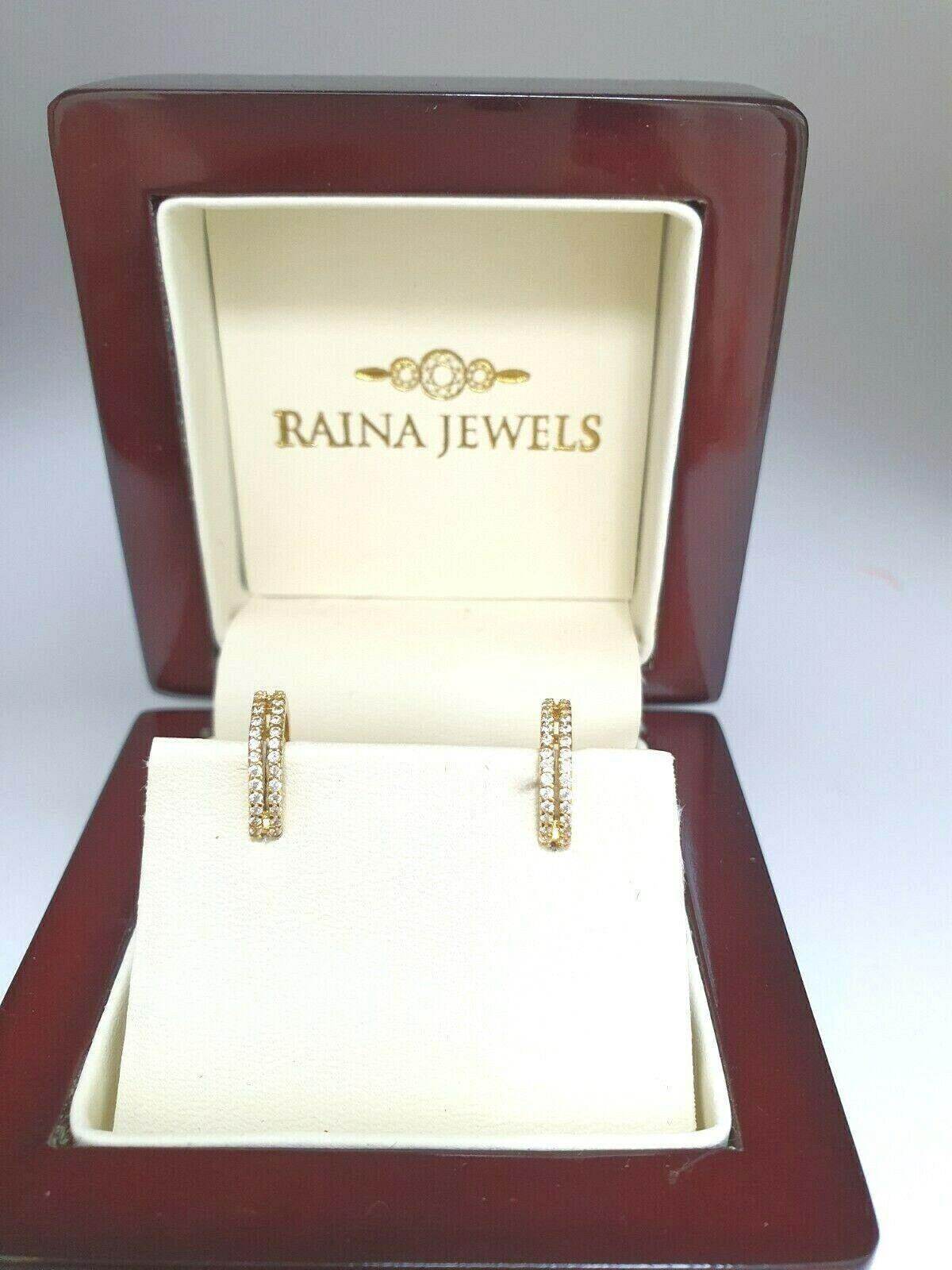 22K Gelbgold Runde Zirkonia Hoop Ohrringe von RainaJewels