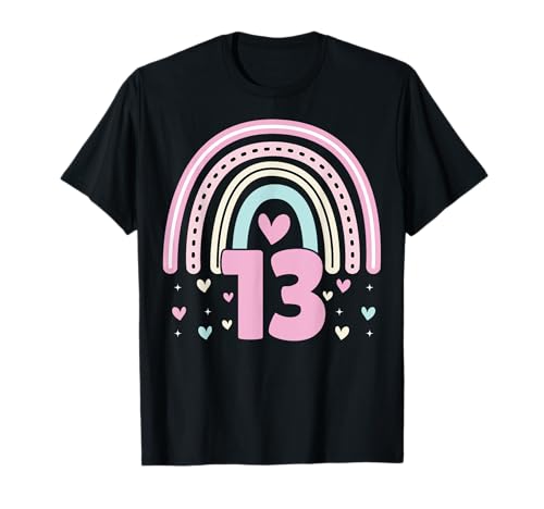 13th Birthday Rainbow Heart Teen Girl Birthday Party T-Shirt von Rainbow 13th Birthday Gifts Co.