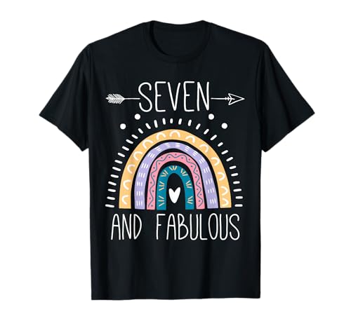 Seven And Fabulous Geschenke zum 7. Geburtstag, 7 Jahre alte Mädchen, Regenbogen T-Shirt Seven And Fabulous Geschenke zum 7. Geburtstag, 7 Jahre alte Mädchen, Regenbogen T-Shirt von Rainbow BDay Outfit For 7 Year Old Boy