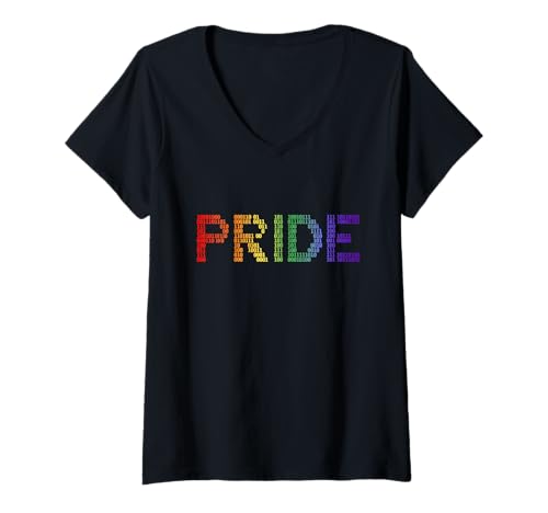 Damen Pride Binary Code Rainbow Gay Rights Queer LGBTQIA Gleichheit T-Shirt mit V-Ausschnitt Damen Pride Binary Code Rainbow Gay Rights Queer LGBTQIA Gleichheit T-Shirt mit V-Ausschnitt von Rainbow Binary Numbers Gay Queer Pride Ally Month