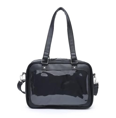 Ita Bag Umhängetasche für Damen, Messenger-Schultertasche für Anime, Kawaii, Pin und Plüsch, transparente Vorderseite, Netzeinsatz, Schwarz Ita Bag Umhängetasche für Damen, Messenger-Schultertasche für Anime, Kawaii, Pin und Plüsch, transparente Vorderseite, Netzeinsatz, Schwarz von Rainbow Cloudz
