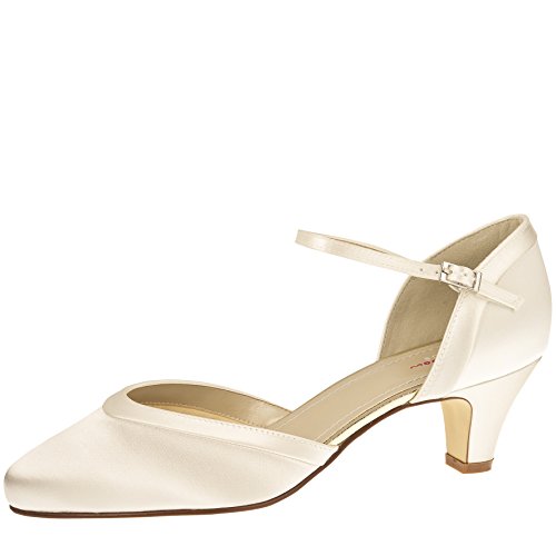 Rainbow Club Brautschuhe Letty - Pumps, Riemchen, Ivory/Creme, Satin, Größe 37.5 (4,5 UK) von Rainbow Club