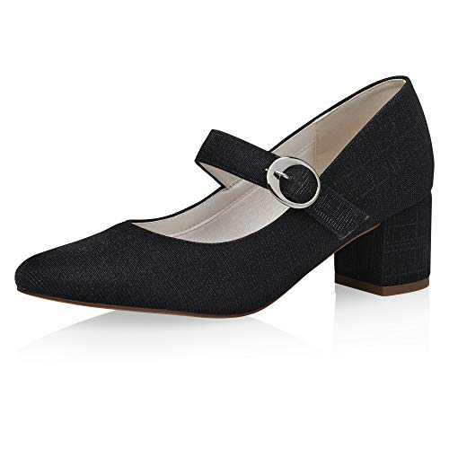 Rainbow Club Brautschuhe - Annemarie - Damen, Pumps, Black Metallic - Gr. 39,5 (UK 6,5) von Rainbow Club