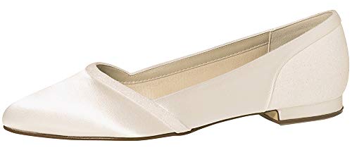 Rainbow Club Brautschuhe Belina - Damen Ballerinas gepolstert, Glitzer, Ivory/Creme, Satin - Gr. 37 (UK 4) von Rainbow Club