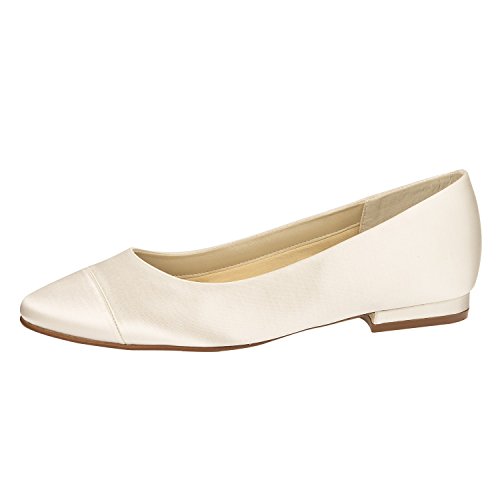 Rainbow Club Brautschuhe Bess - Ballerina, Ivory/Creme, Satin, Bequem gepolstert, Hochzeitsschuhe Gr. 37 (UK 4) von Rainbow Club