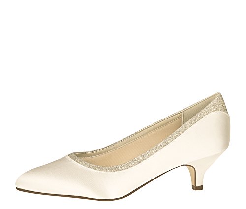 Rainbow Club Brautschuhe Bobbie - Ivory Satin Glitzer - Pumps Größe 39.5 EU 6.5 UK Damen von Rainbow Club