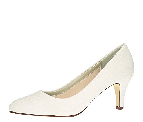 Rainbow Club Brautschuhe Brooke - Pumps Off White/Weiß Metallic Textil - Gr 38 EU 5 UK von Rainbow Club