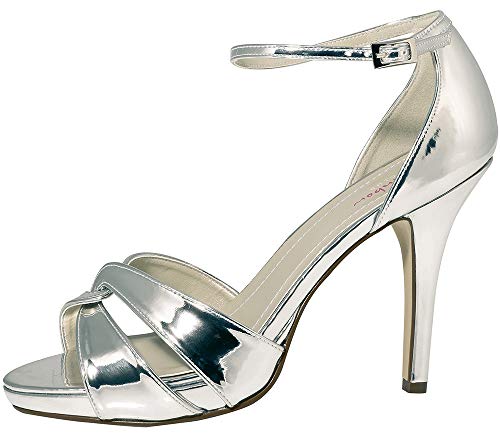 Rainbow Club Brautschuhe Cate - Damen High Heels gepolstert, Silber, Glanzlack - Gr. 38 (UK 5) von Rainbow Club