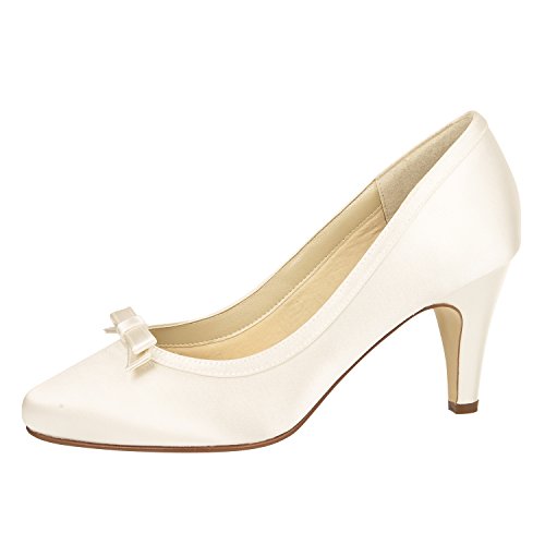 Rainbow Club Brautschuhe Daisy - Pumps, Ivory/Creme, Satin - Tanzschuhe, Größe 36,5 (UK 3,5), Hochzeitsschuhe, High Heels, Absatz 7,5 cm, Tülle, Damen von Rainbow Club