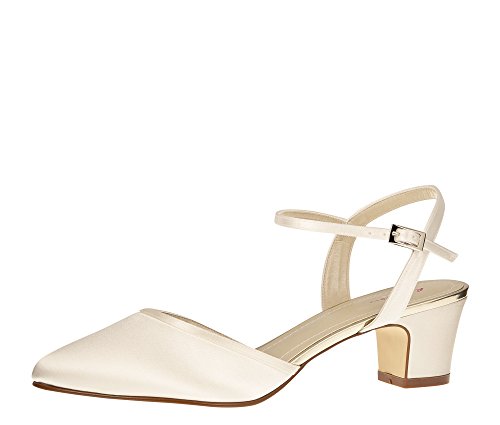 Rainbow Club Brautschuhe Emili - Pumps Sandale - Ivory Satin Blockabsatz - Gr 36.5 EU 3.5 UK von Rainbow Club