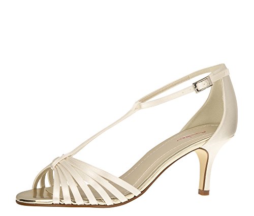 Rainbow Club Brautschuhe Estelle - Pumps Riemchen Sandale Ivory Satin - Gr 39 EU 6 UK von Rainbow Club