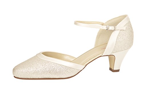 Rainbow Club Brautschuhe Ester - Pumps Riemchen Ivory Satin mit Glitzer - Gr 36.5 EU 3.5 UK von Rainbow Club