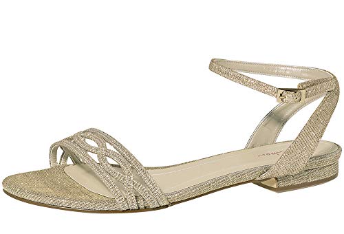 Rainbow Club Brautschuhe Faye - Damen Sandaletten gepolstert, flach, Glitzer, Gold Metallic - Gr. 38 (UK 5) von Rainbow Club