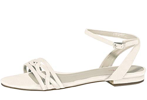 Rainbow Club Brautschuhe Faye - Damen Sandaletten gepolstert, flach, Glitzer, Off-White Metallic - Gr. 36.5 (UK 3.5) von Rainbow Club