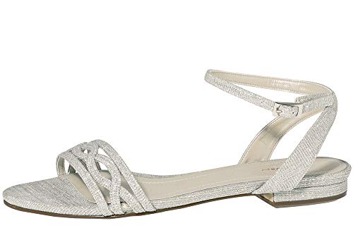 Rainbow Club Brautschuhe Faye - Damen Sandaletten gepolstert, flach, Glitzer, Silber Metallic - Gr. 35 (UK 2) von Rainbow Club