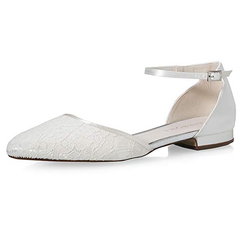 Rainbow Club Brautschuhe Fizz - Damen, Pumps, Ivory/Creme, Satin, Spitze überzogen, Bequem gepolstert, Flach, Gr. 37,5 (UK 4,5) von Rainbow Club