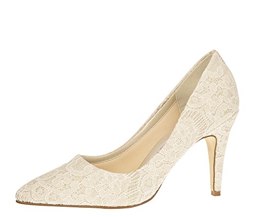 Rainbow Club Brautschuhe Giverney - Pumps High Heels - Ivory/Creme Glitzer Spitze Bequem Gepolstert (Bliss) - Gr 36.5 EU 3.5 UK von Rainbow Club