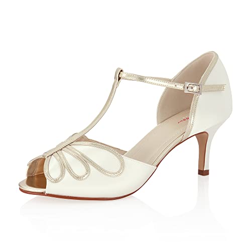 Rainbow Club Brautschuhe Hira - Damen, Pumps, Ivory Satin - Gr. 39.5 (UK 6.5) von Rainbow Club