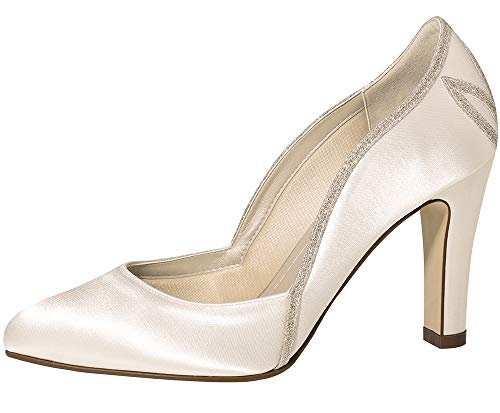 Rainbow Club Brautschuhe Kourtney - Damen Pumps gepolstert, Glitzer, Ivory/Creme, Satin - Gr. 38 (UK 5) von Rainbow Club