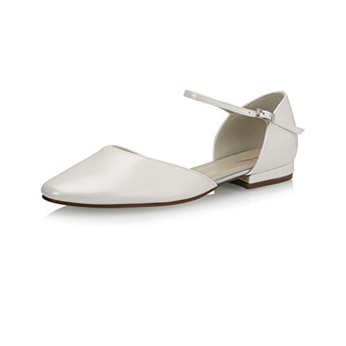 Rainbow Club Brautschuhe Little Rosie - Ivory/Creme, Vegan Leder, Damen Pumps, Riemchen, Flach, Bequem Gepolstert (Bliss) Gr. 38 (UK 5) von Rainbow Club