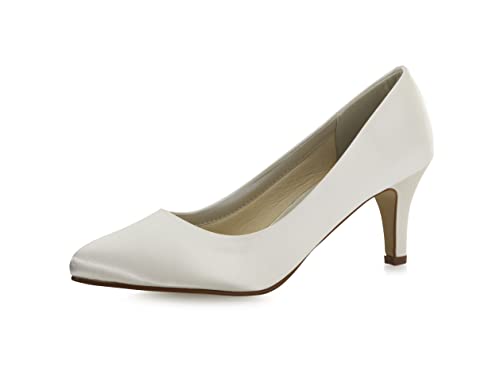 Rainbow Club Brautschuhe Lottie - Damen Pumps gepolstert, Ivory/Creme, Satin - Gr. 42 (UK 9) von Rainbow Club