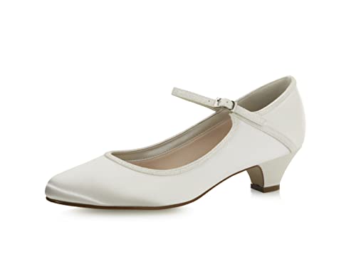 Rainbow Club Brautschuhe Marsha - Damen Pumps gepolstert, flach, Glitzer, Ivory/Creme, Satin - Gr. 42 (UK 9) von Rainbow Club