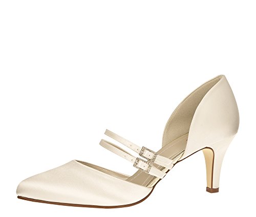 Rainbow Club Brautschuhe Misty - Pumps Ivory Satin - Tanzschuhe mit Riemchen - Gr 39.5 EU 6.5 UK von Rainbow Club