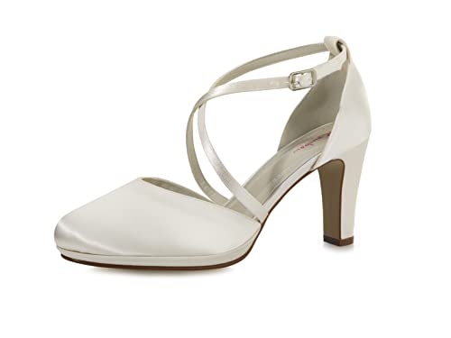 Rainbow Club Brautschuhe Olaila - Damen,Two Peace Pumps, Ivory/Creme, Satin, Schlicht, Bequem gepolstert, Riemchen Gr. 37.5 (UK 4.5) von Rainbow Club