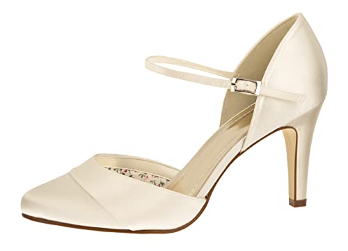 Rainbow Club Brautschuhe PASSIONBERRY - Ivory Satin Pumps High Heels Riemchen Bequem Gepolstert - Else Kollektion Gr. 37 (UK 4) von Rainbow Club