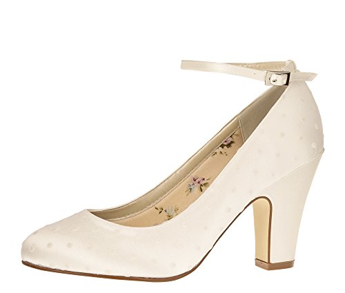 Rainbow Club Brautschuhe Polly - Pumps Riemchen Ivory - Blockabsatz - Gr 38.5 EU 5.5 UK von Rainbow Club