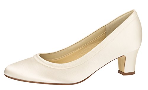 Rainbow Club Brautschuhe Ramona - Pumps, Ivory/Creme, Satin, Größe 38.5 - Hochzeitsschuhe, Blockabsatz von Rainbow Club