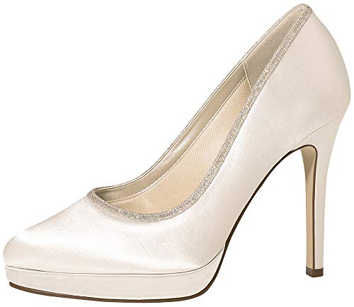 Rainbow Club Brautschuhe Tallulah - Damen High Heels gepolstert, Glitzer, Ivory/Creme, Satin - Gr. 40 (UK 7) von Rainbow Club