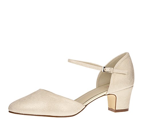 Rainbow Club Brautschuhe Tracey - Pumps Ivory Champagner - Blockabsatz Riemchen - Gr 36 EU 3 UK von Rainbow Club