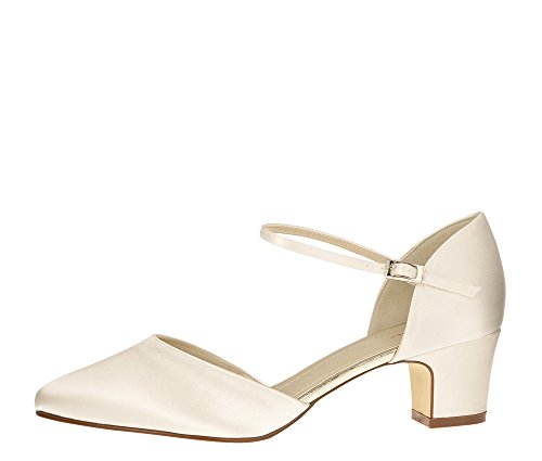 Rainbow Club Brautschuhe Tracey - Pumps Ivory Satin - Riemchen Blockabsatz - Gr 36.5 EU 3.5 UK von Rainbow Club