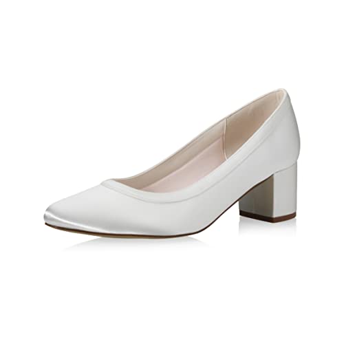 Rainbow Club Brautschuhe Wendie - Damen, Pumps, Ivory/Creme, Satin, Bequem gepolstert, Blockabsatz, Gr. 39 (UK 6) von Rainbow Club