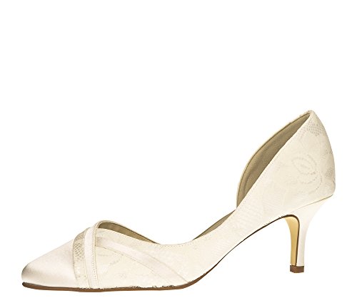 Rainbow Club Brautschuhe Wilma - Pumps Ivory/Creme Spitze Satin - Hochzeitsschuhe Bequem Gepolstert - Damen - Gr 40.5 EU 7.5 UK von Rainbow Club