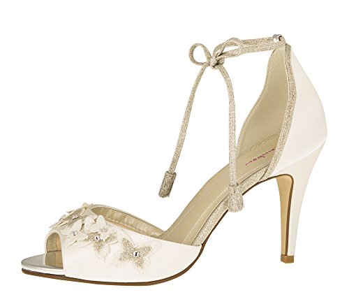 Rainbow Club Brautschuhe Zarah - Ivory Satin/Silber Glitzer - Pumps Größe 40 EU 7 UK Damen von Rainbow Club