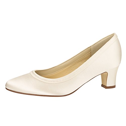 Rainbow Club Brautschuhe Ramona - Pumps, Ivory/Creme, Satin, Größe 38.5 - Hochzeitsschuhe, Blockabsatz von Rainbow Club