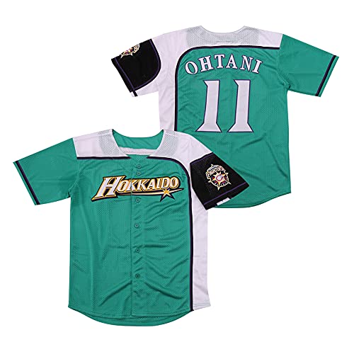 Rainbow Hawk Herren #11Ohtani Jersey Hokkaido Nippon-Ham Fighters Sommer Baseball Trikot - Grün - X-Groß von Rainbow Hawk