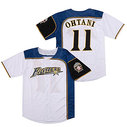 Rainbow Hawk Herren #11Ohtani Jersey Hokkaido Nippon-Ham Fighters Sommer Baseball Trikot - Weiß - Groß von Rainbow Hawk