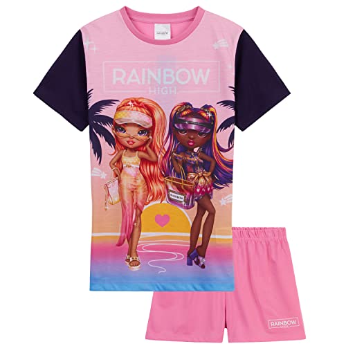 Rainbow High Pyjama Schlafkleidung Kurzarm | Schlafanzug-Set für Mädchen im Alter von 5-12 Jahren | Atmungsaktive Zweiteiliger Sommer Nachtwäsche für Kinder (Rosa, 11-12 Jahre) von Rainbow High