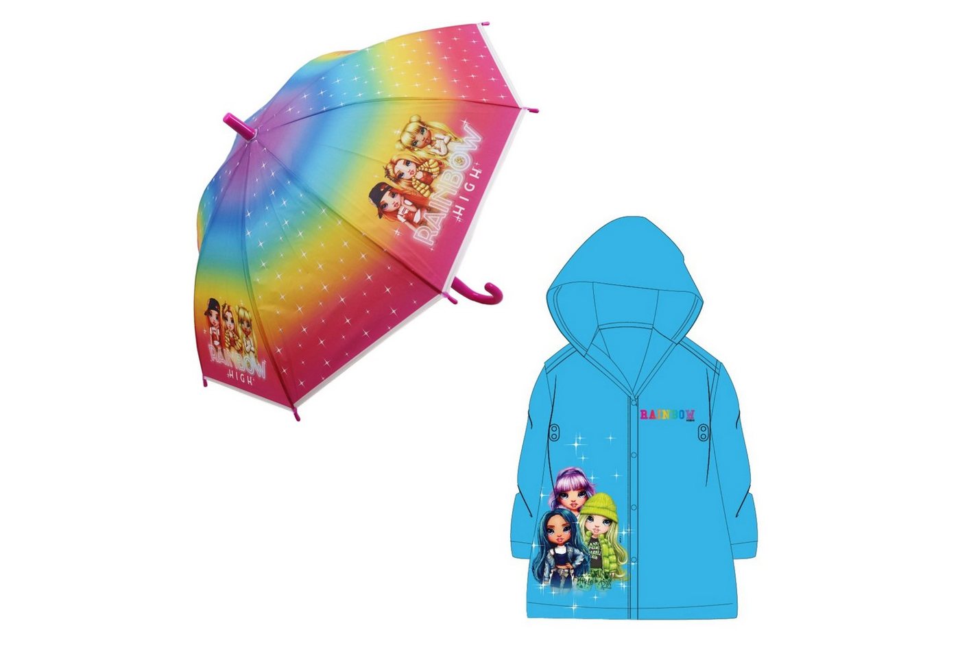 Rainbow High Regenponcho Rainbow High Girls Kinder Regenschirm plus Regenponcho (2-St) von Rainbow High