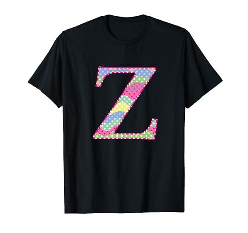 Mädchen-Monogramm, bunt, Regenbogen-Punkte, Anfangsbuchstabe Z T-Shirt von Rainbow Monogram Initials