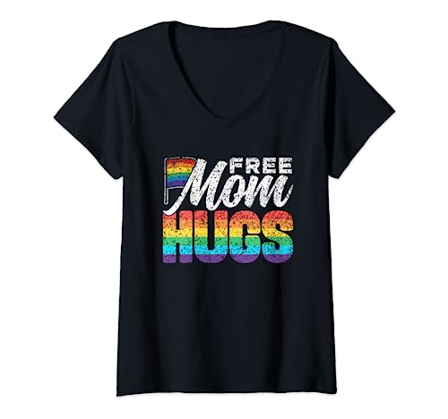 Frei Mama Umarmt Stolz Regenbogen Homosexuell Lgbtq Stolz Mutter Mama T-Shirt mit V-Ausschnitt Frei Mama Umarmt Stolz Regenbogen Homosexuell Lgbtq Stolz Mutter Mama T-Shirt mit V-Ausschnitt von Rainbow Pride Lgbtq Gay Mama Mother's Day