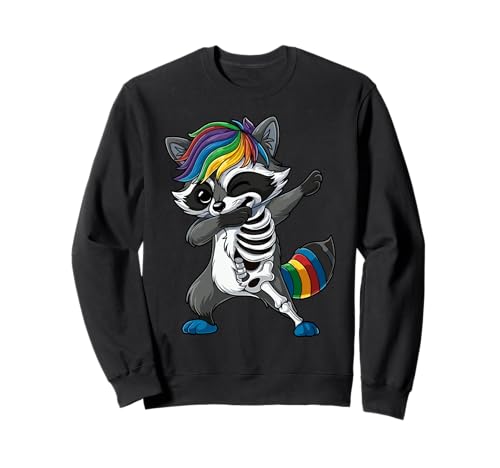Dabbing Waschbär-Skelett Halloween-Kostüm Kinder Sweatshirt Dabbing Waschbär-Skelett Halloween-Kostüm Kinder Sweatshirt von Rainbow Raccoon Halloween Fun