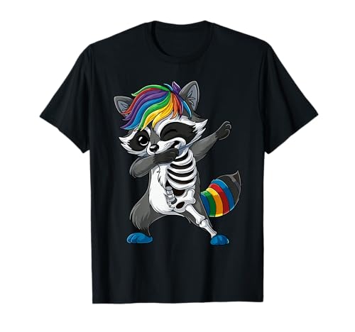 Dabbing Waschbär-Skelett Halloween-Kostüm Kinder T-Shirt Dabbing Waschbär-Skelett Halloween-Kostüm Kinder T-Shirt von Rainbow Raccoon Halloween Fun