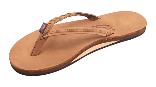 Rainbow Sandals Flirty Braidy Premier Damen Leder mit einzelnem geflochtenem Riemen, Zimt, 7.5-8.5 von Rainbow Sandals