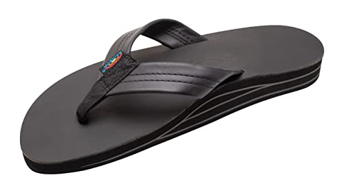 Rainbow Sandals Herren Leder Doppelschicht mit Arch Wide Strap, Klassisches Schwarz, 13.5-15 von Rainbow Sandals